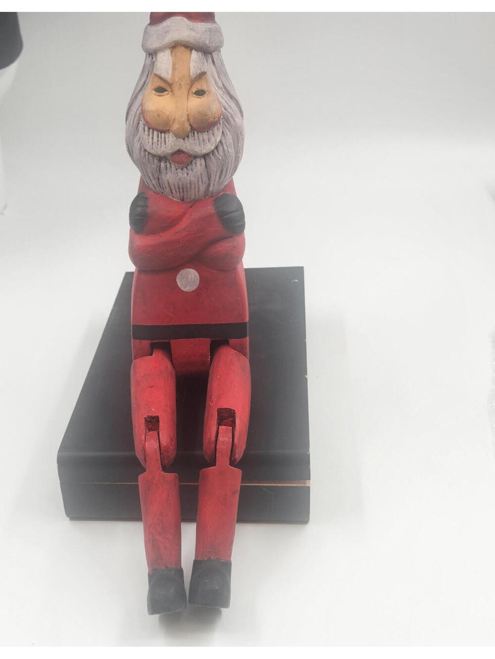 Vintage Hand Carved Wooden Santa Shelf Sitter Folk Art Primitive Christmas 15”